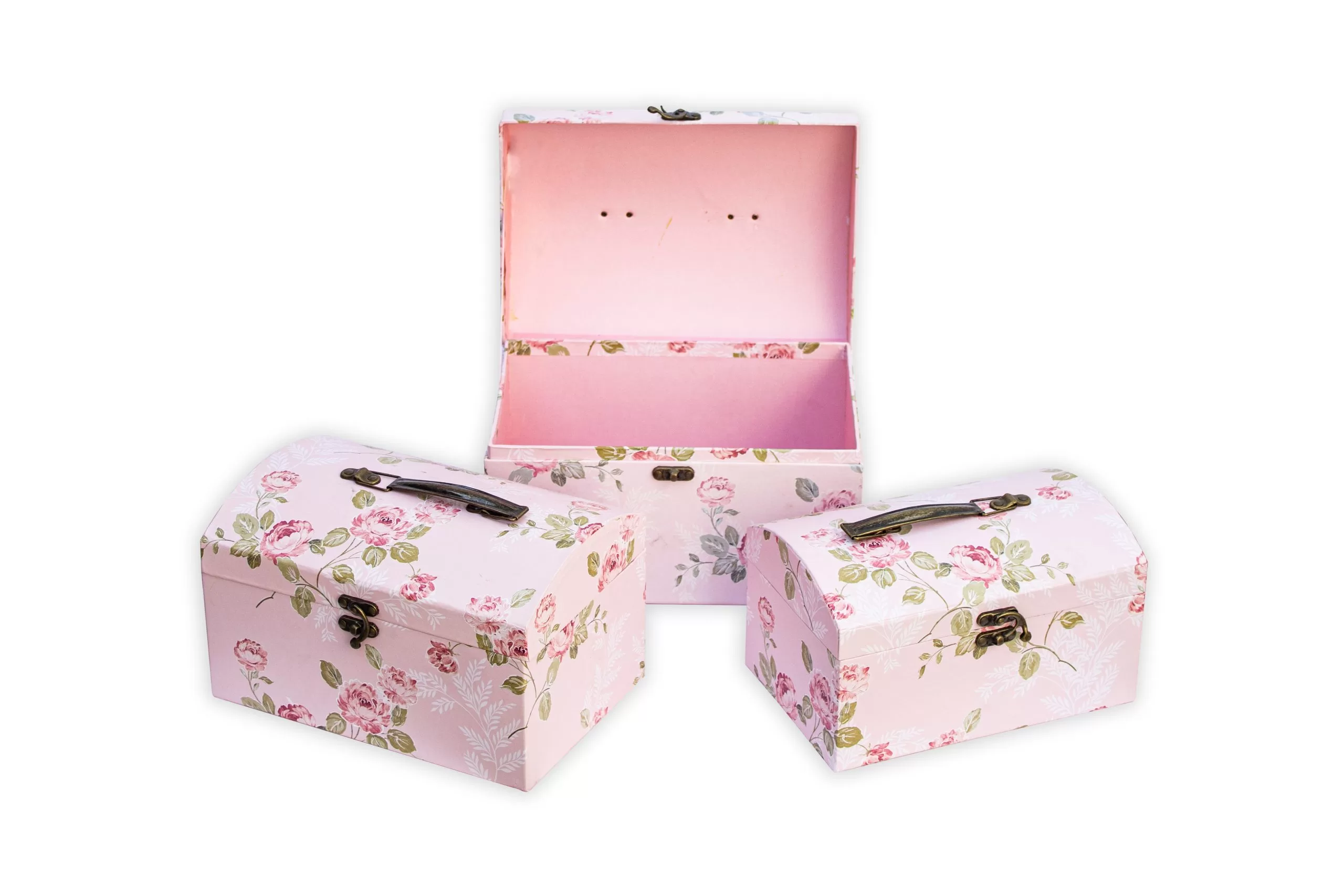 Pack 3 cofres con textura rosas